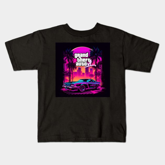 grand theft auto 6 - CAR _002 Kids T-Shirt by Buff Geeks Art